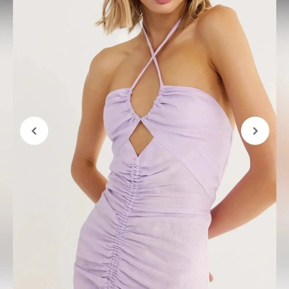 Rumer Australia Estelle Halter Linen Maxi Dress Lilac Small Contemporary NWT - Picture 4 of 12